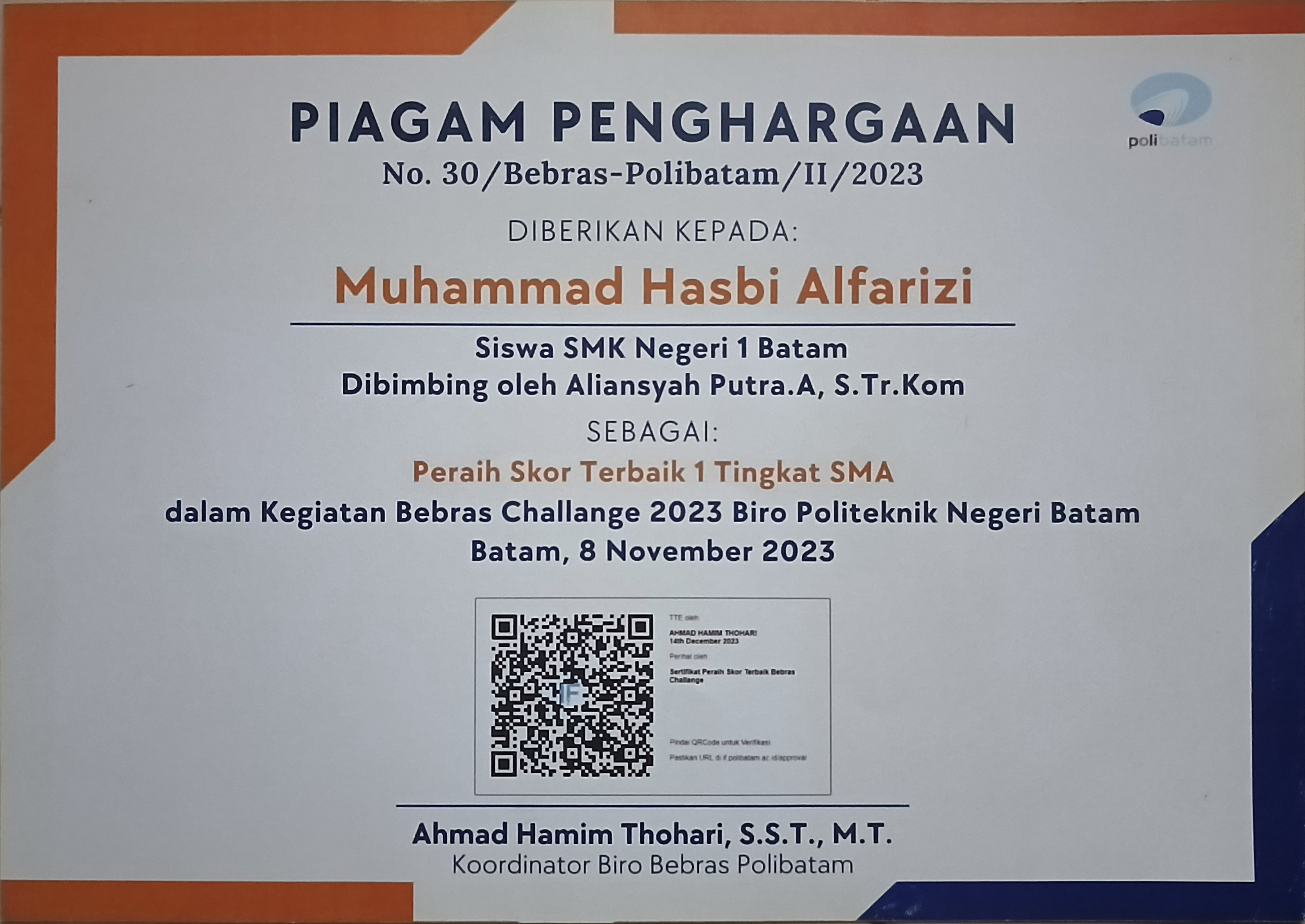 Bebras Challenge 2023 award