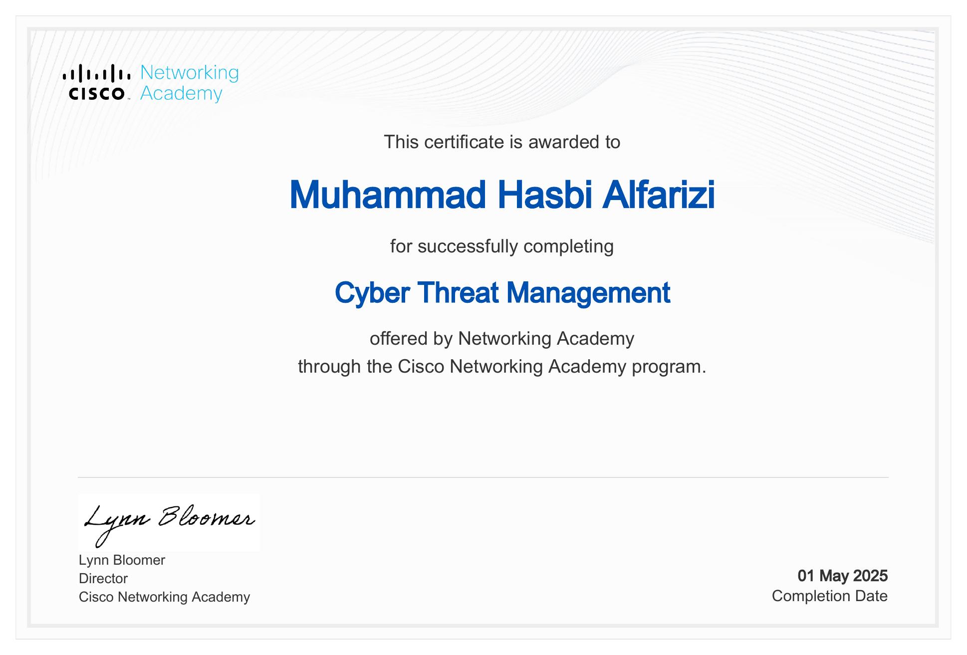 Cisco Cyber Threat Management Certificate